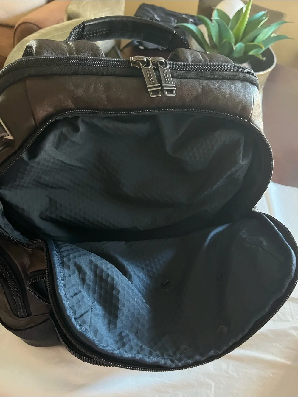 TUMI Men’s Brown LEATHER Alpha Bravo Nathan Backpack